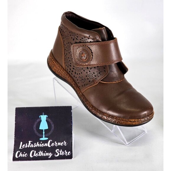 Spring Step Women's Brown Leather Souzala Cutout Strap Ankle Boots Sz 8.5 343 - Picture 14 of 16